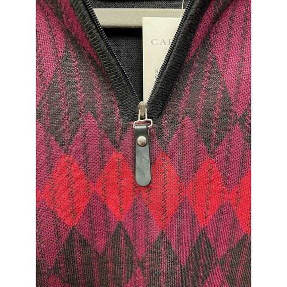 Cardinali New York Sweater Men’s XXL Red Argyle 1/4 Zip Mock Neck NEW - Picture 7 of 8